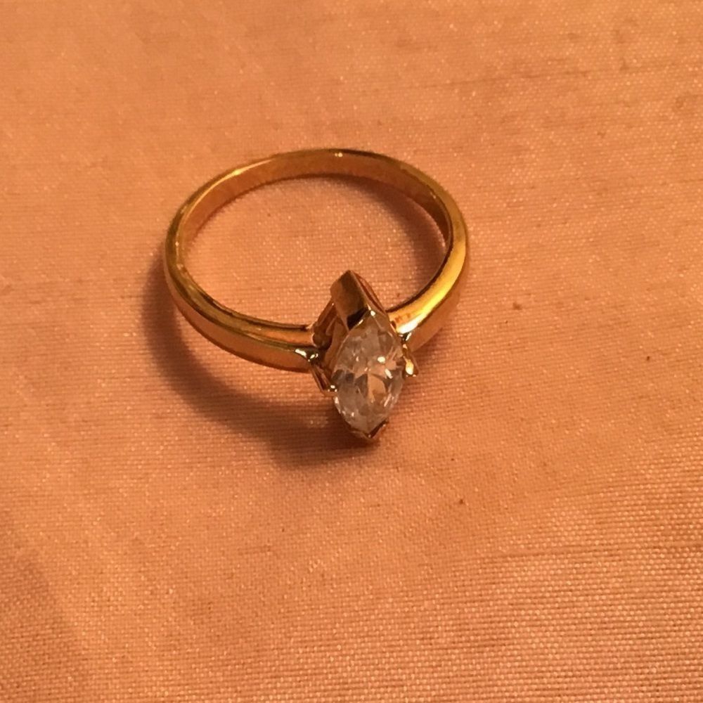 Goldtone Marquise CZ Ring Sz 8